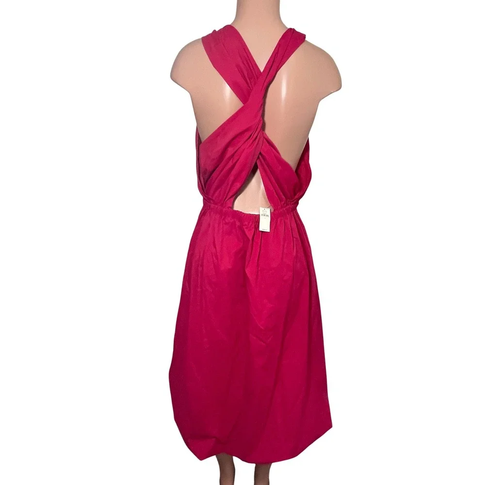 NWT Banana Republic Pink Twist Back Bubble Hem‎ Midi Dress Large 888773-02-1